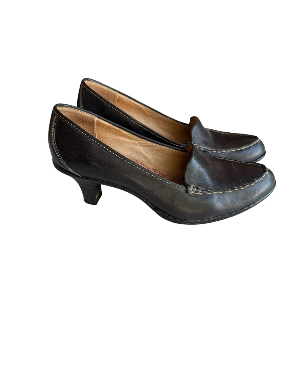 SOFFT Leather Comfort Pumps Shoe Black Leather Size 6.5M Low block Heel